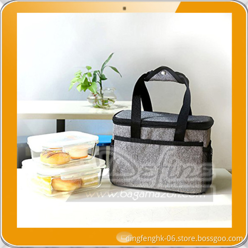 6 Can Insulated Freezer Safe Lunch Cooler Side Pockets Gray